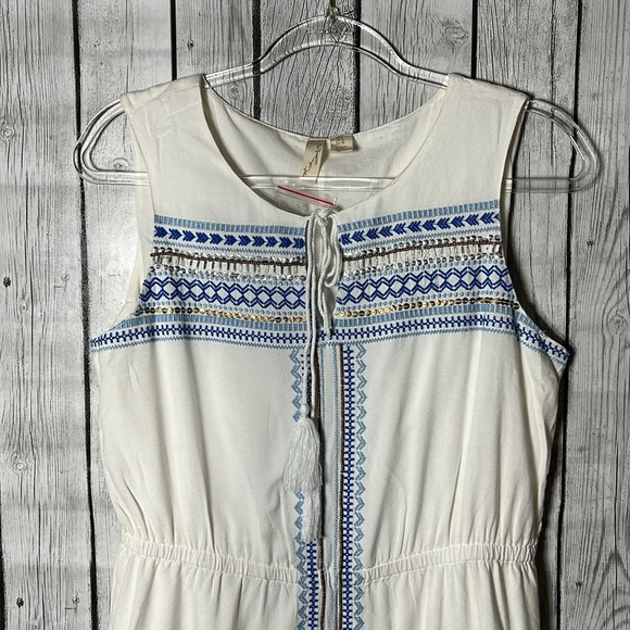 Kenji cream Beaded-sequined-Embroidered Front Sleeveless Lined dress size 8 - Picture 2 of 12